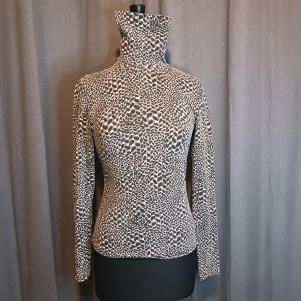 Who What Wear Turtleneck Top Animal Print Long Sleeve Pullover Casual Blouse‎